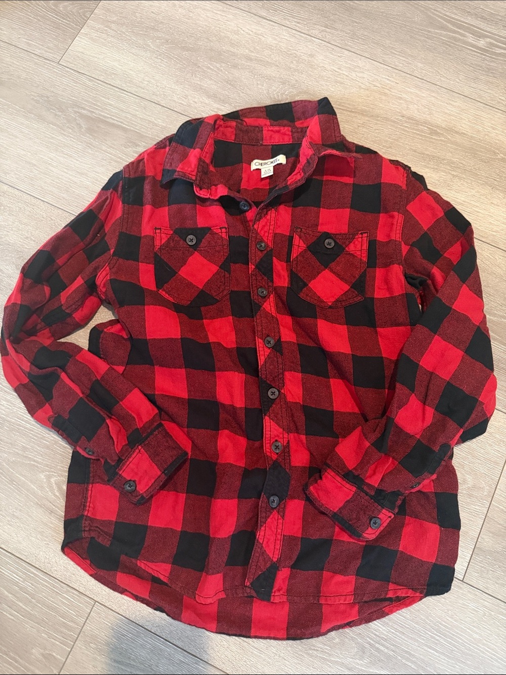 Cherokee Red & Black Buffalo Plaid Button-Up Shirt